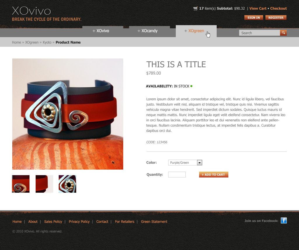 Product detail page